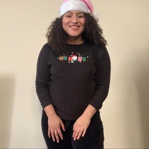 Black vintage Christmas holiday long sleeve shirt